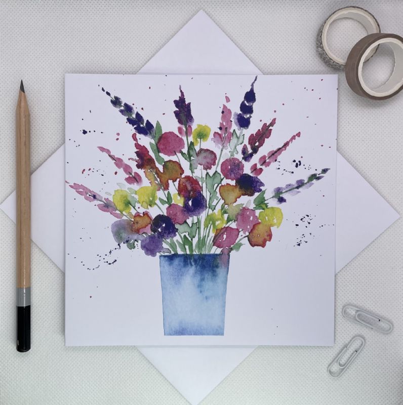 Blooms in a vase Greetings Card 